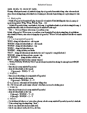 Chuyên đề Tiếng Anh Lớp 11 Mệnh đề quan hệ